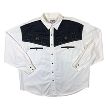 Load image into Gallery viewer, Vintage John Baner Cowboy Western White Black Popper Cotton Long Sleeve Shirt
