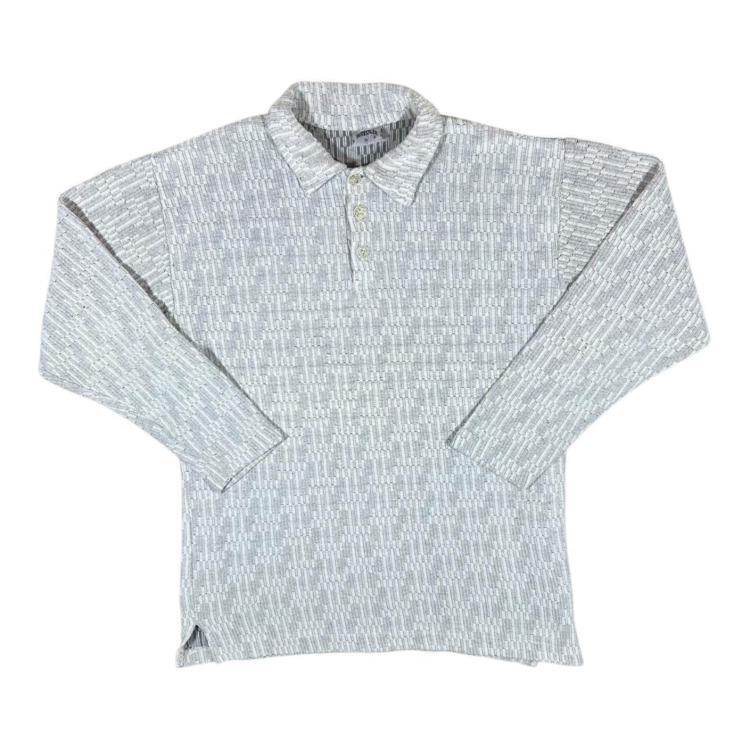 Vintage 90's WRESTLER Towelling Style Button Thick Long Sleeve Polo Shirt