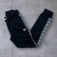 Load image into Gallery viewer, Umbro Classic Logo Tape Black Drawstring Cuffed Tracksuit Bottoms Trousers

