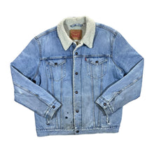 Load image into Gallery viewer, LEVI&#39;S Classic Red Tab Sherpa Fleece Lined Trucker Blue Denim Jacket
