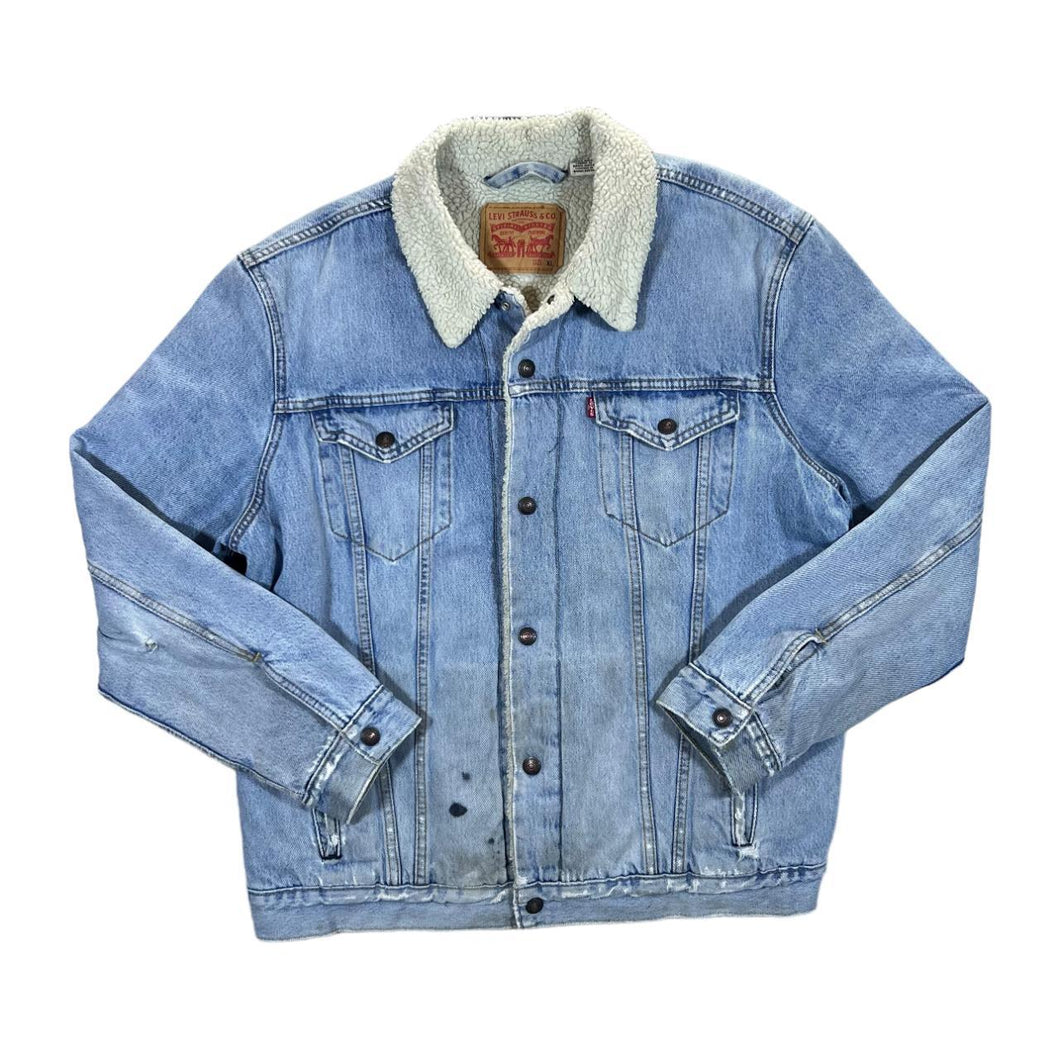 LEVI'S Classic Red Tab Sherpa Fleece Lined Trucker Blue Denim Jacket