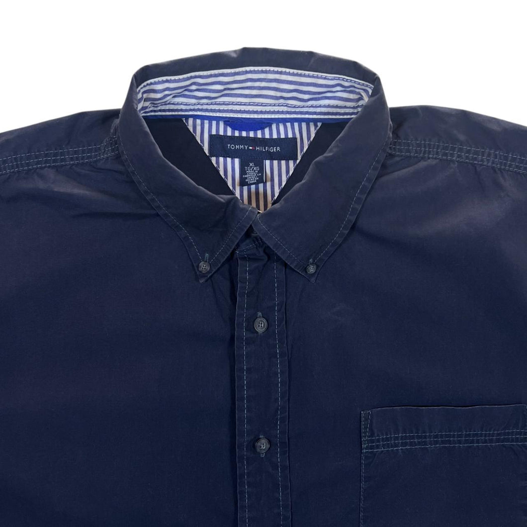 Tommy Hilfiger Classic Dark Navy Cotton Long Sleeve Button-Up Shirt