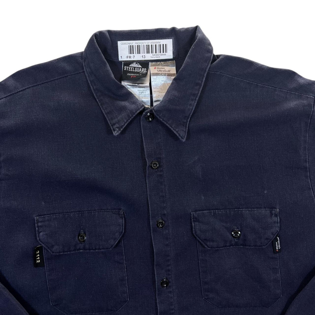 Steel Guard Essentials FR Cat 2 Dark Navy Cotton Nylon Long Sleeve Work Shirt