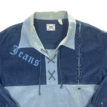 Load image into Gallery viewer, Vintage Jacques Lorant "Jeans" Blue Denim Long Sleeve Lace-Up Smock Shirt
