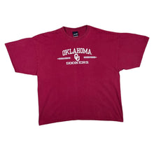 Load image into Gallery viewer, OKLAHOMA SOONERS Distressed Style College Logo Spellout Graphic Burgundy Red T-Shirt
