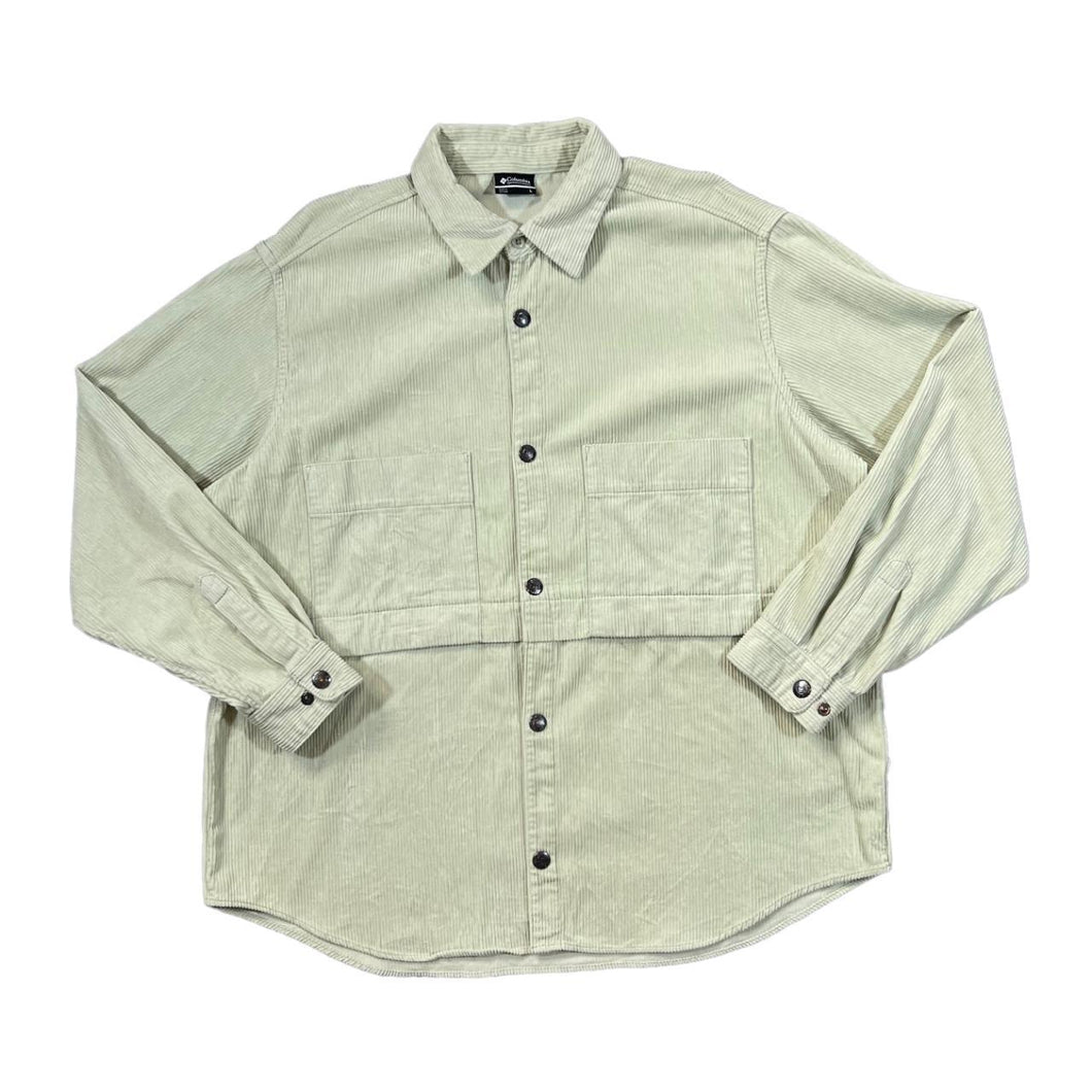 COLUMBIA SPORTSWEAR Pale Green Heavyweight Corduroy Cord Popper Button Over Shirt