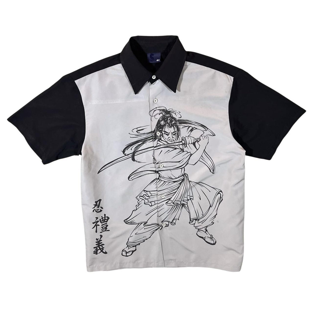 Early 00's Fishbone Hip Hop Y2K Samurai Graphic Short Sleeve Shirt