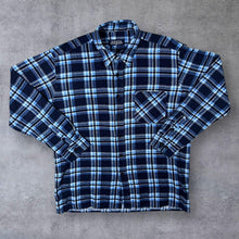 Load image into Gallery viewer, Vintage Vesta Blue Black White Plaid Check Long Sleeve Cotton Flannel Shirt
