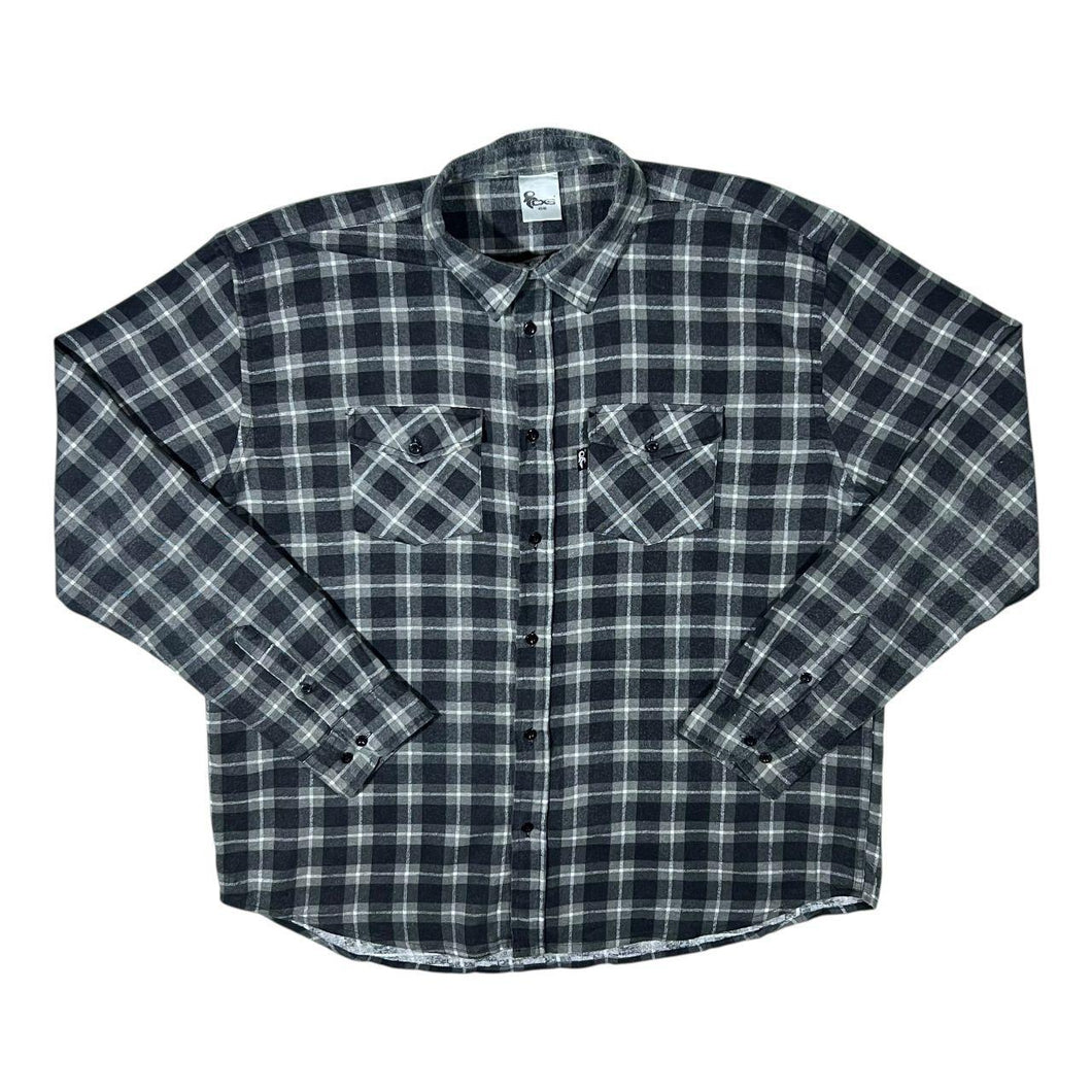 Vintage CXS Grey White Mix Plaid Check Long Sleeve Cotton Flannel Shirt