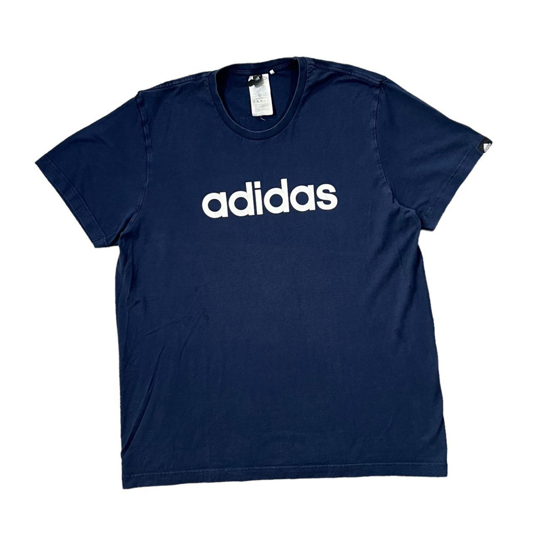 ADIDAS Classic Big Logo Spellout Graphic Navy Blue Cotton T-Shirt