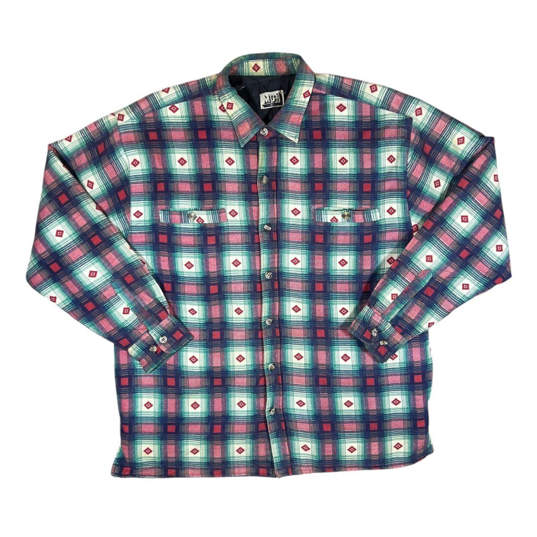 Vintage MC WEAR Lumberjack Plaid Check Long Sleeve Padded Flannel Over Shirt