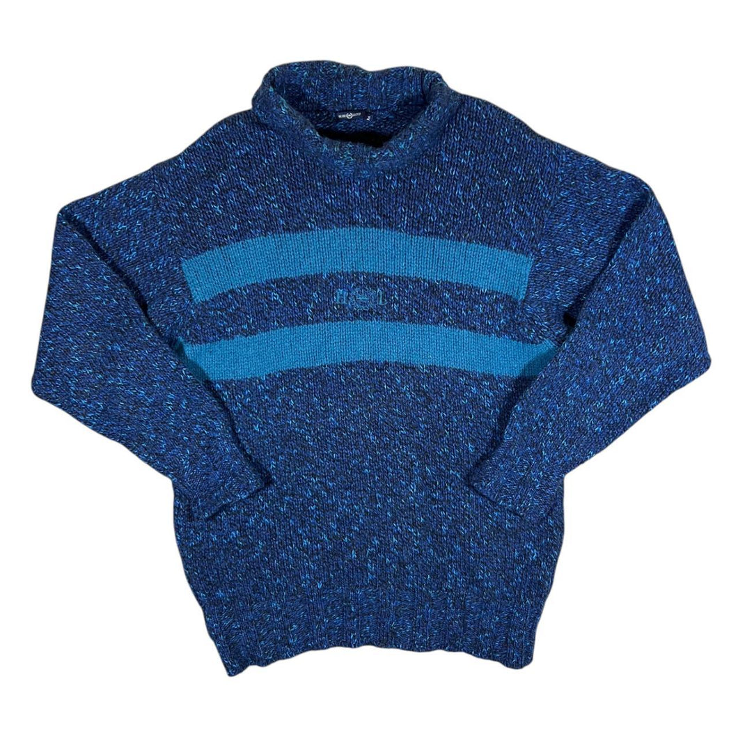 Vintage HENRI LLOYD Embroidered Centre Logo Wool Cotton Blend Roll Neck Knit Jumper