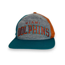 Load image into Gallery viewer, Vintage NFL MIAMI DOLPHINS Colour Block Embroidered Football Spellout Baseball Cap
