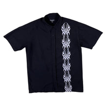 Load image into Gallery viewer, Take A Look Gothic Biker Y2K Tribal Graphic Black Polyester Short Sleeve Shirt

