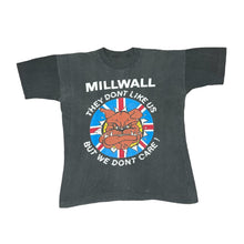 Load image into Gallery viewer, Vintage 90&#39;s MILLWALL &quot;They Don&#39;t Like Us&quot; Football Bulldog Spellout Graphic Single Stitch T-Shirt
