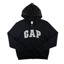 Load image into Gallery viewer, GAP Classic Embroidered Big Logo Spellout Black Zip Hoodie

