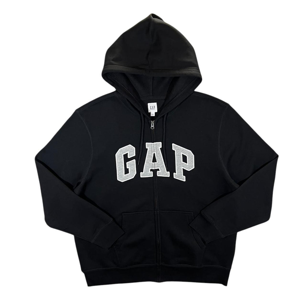 GAP Classic Embroidered Big Logo Spellout Black Zip Hoodie
