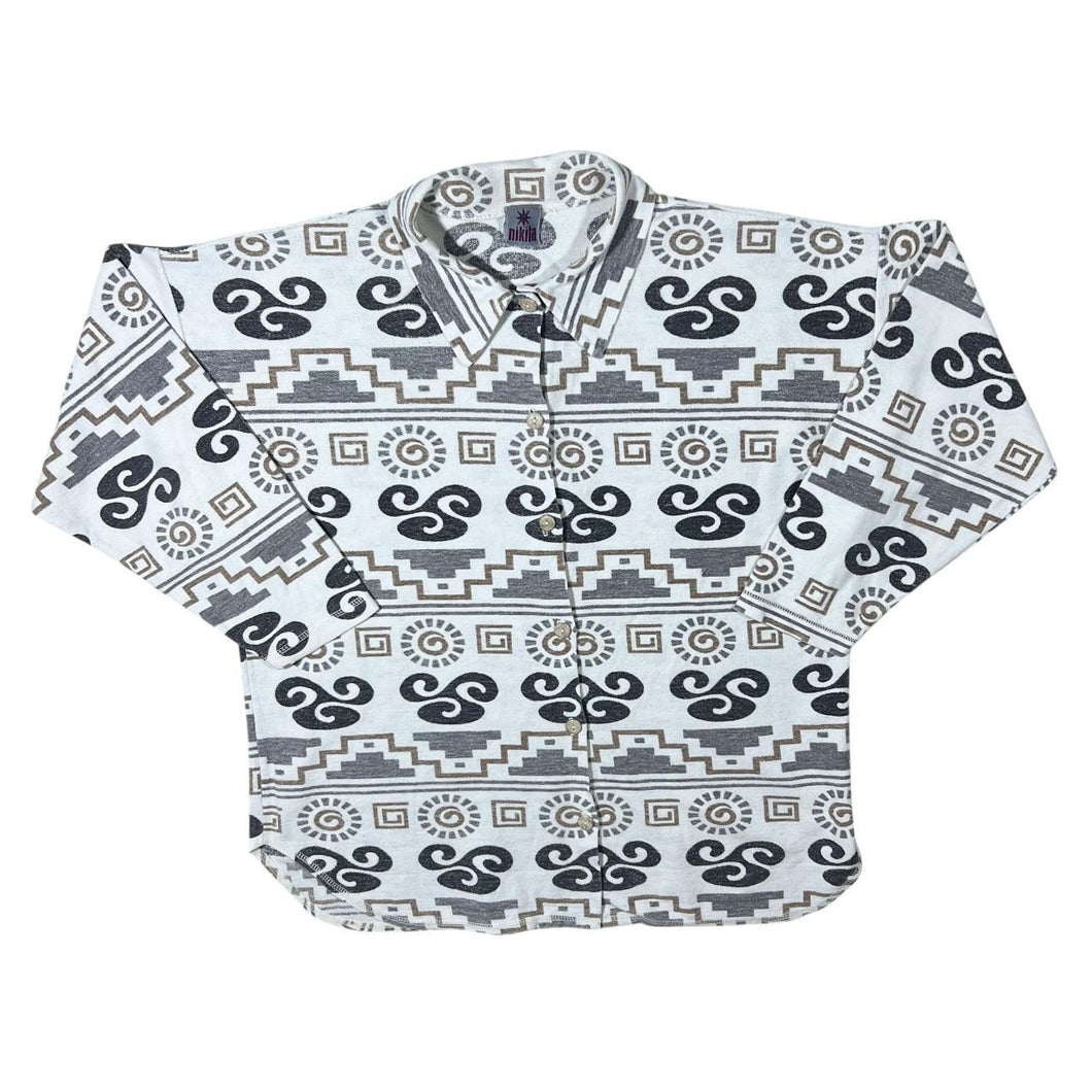 Vintage 90's Nikita Crazy Abstract Patterned Long Sleeve Cotton Shirt