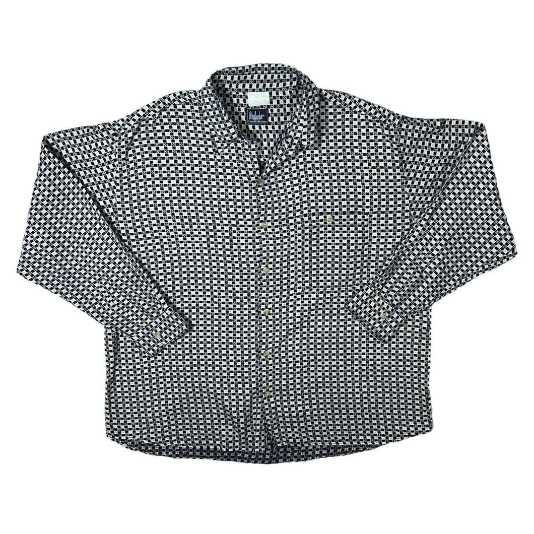 Vintage Woodpecker Black White Abstract Patterned Long Sleeve Shirt