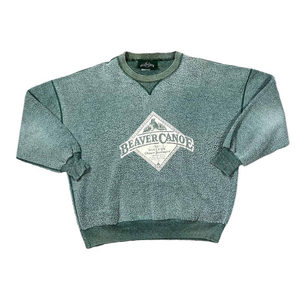 Vintage 90's BEAVER CANOE Souvenir Spellout Graphic Crewneck Fleece Sweatshirt