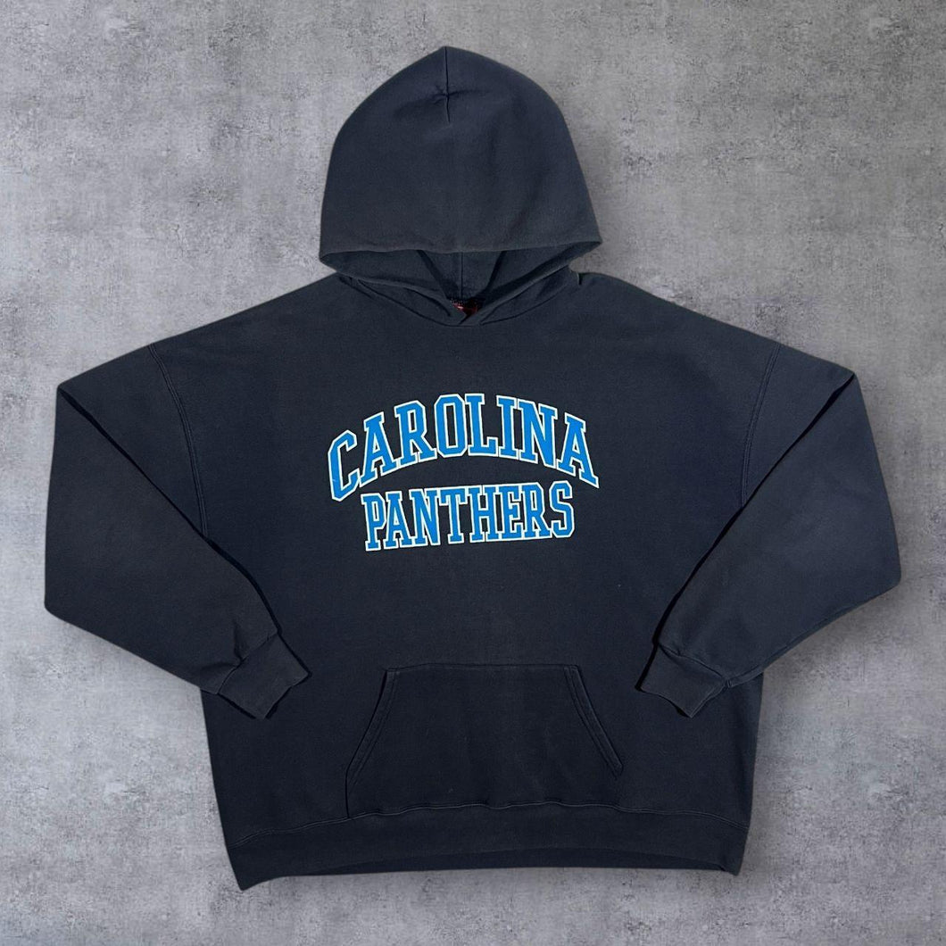 NFL Carolina Panthers Football Spellout Graphic Dark Grey Pullover Hoodie