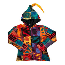 Load image into Gallery viewer, Vintage MADE IN NEPAL Handmade Patchwork 3D Panel Hippy Patterned Zip Hoodie
