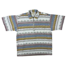 Load image into Gallery viewer, Vintage 90's John F. Gee Crazy Abstract Patterned 1/4 Zip Short Sleeve Cotton Shirt
