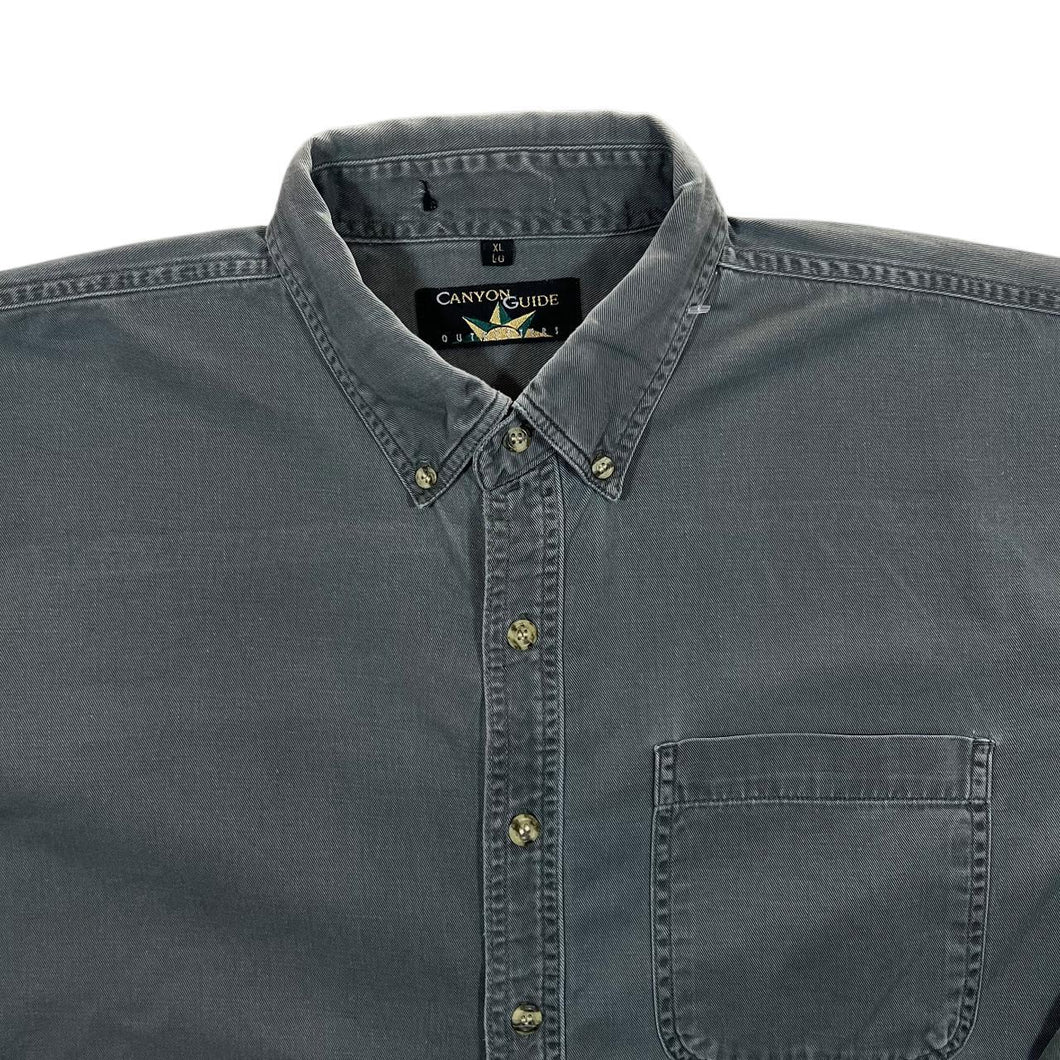 Vintage 90's Canyon Guide Classic Dark Grey Cotton Long Sleeve Button-Up Shirt