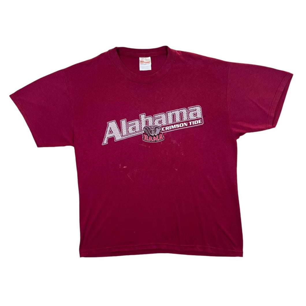 Early 00's Hanes ALABAMA CRIMSON TIDE College Logo Spellout Graphic Distressed Red T-Shirt