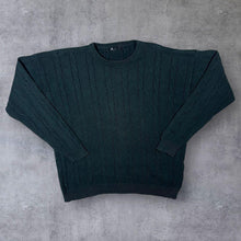 Load image into Gallery viewer, Vintage BHS Classic Blue-Green Blend Cotton Cable Knit Sweater Jumper
