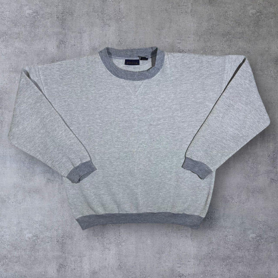 Vintage Antigua Classic Grey Cotton Polyester Blend Crewneck Sweatshirt
