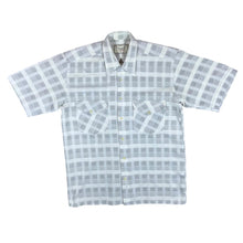 Load image into Gallery viewer, Vintage M.ZEKI GOLHAN Plaid Check Grey White Short Sleeve Flannel Shirt
