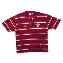 Load image into Gallery viewer, Cotton Traders Wales Rugby Union Striped Red Short Sleeve Rugby Polo Shirt
