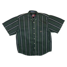 Load image into Gallery viewer, Vintage COLISEUM CLASSIC Multi Striped Green Short Sleeve Cotton Button-Up Shirt
