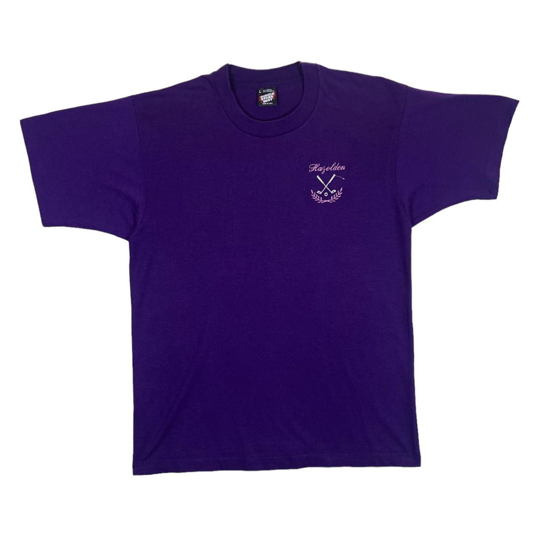 Vintage 90's Screen Stars HAZELDEN Embroidered Golf Logo Purple Single Stitch T-Shirt