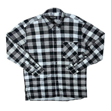 Load image into Gallery viewer, Vintage Mayne Black White Plaid Check Long Sleeve Cotton Flannel Shirt
