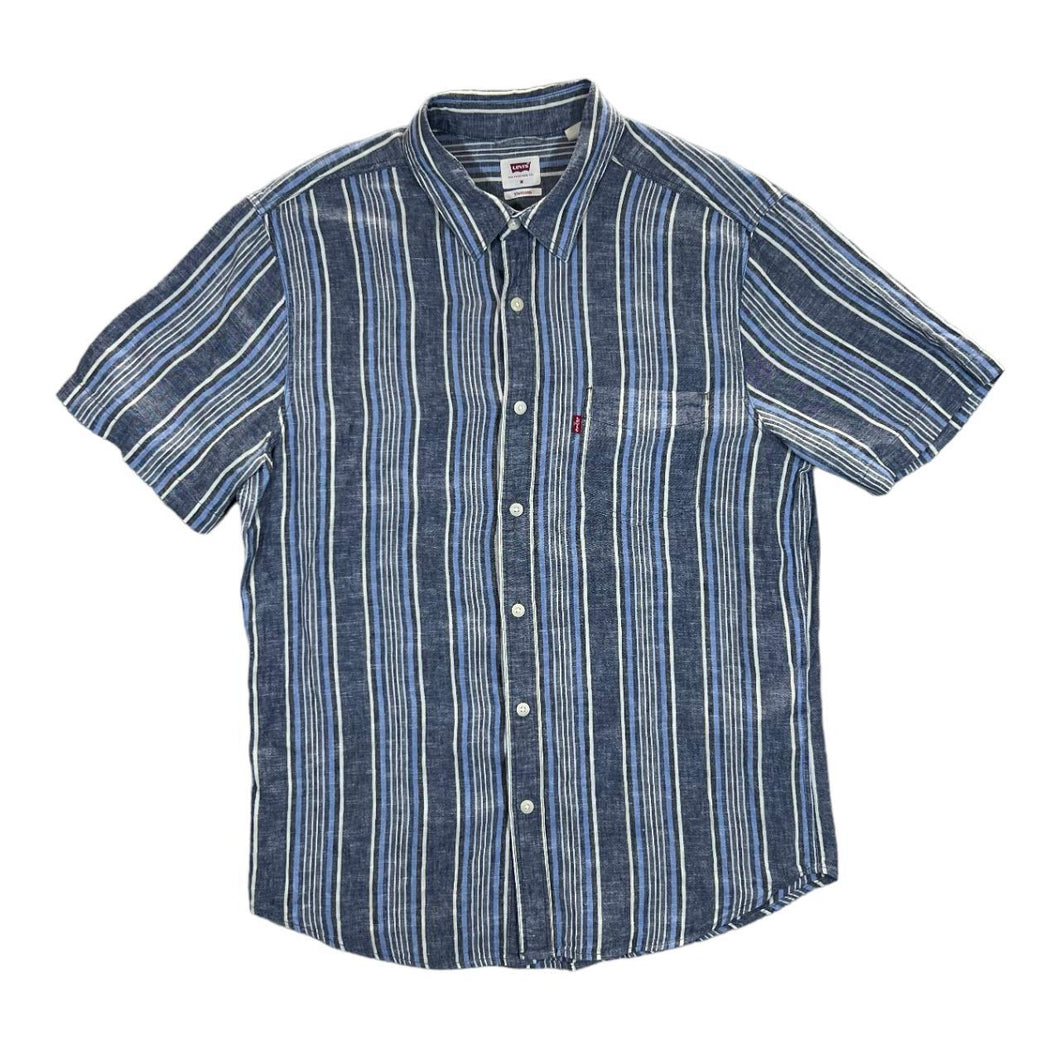 LEVI'S Classic Multi Striped Linen Blend Short Sleeve Shirt