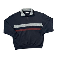 Load image into Gallery viewer, Vintage SAVATINI Woven Striped Panel 1/4 Zip Pullover Sweatshirt
