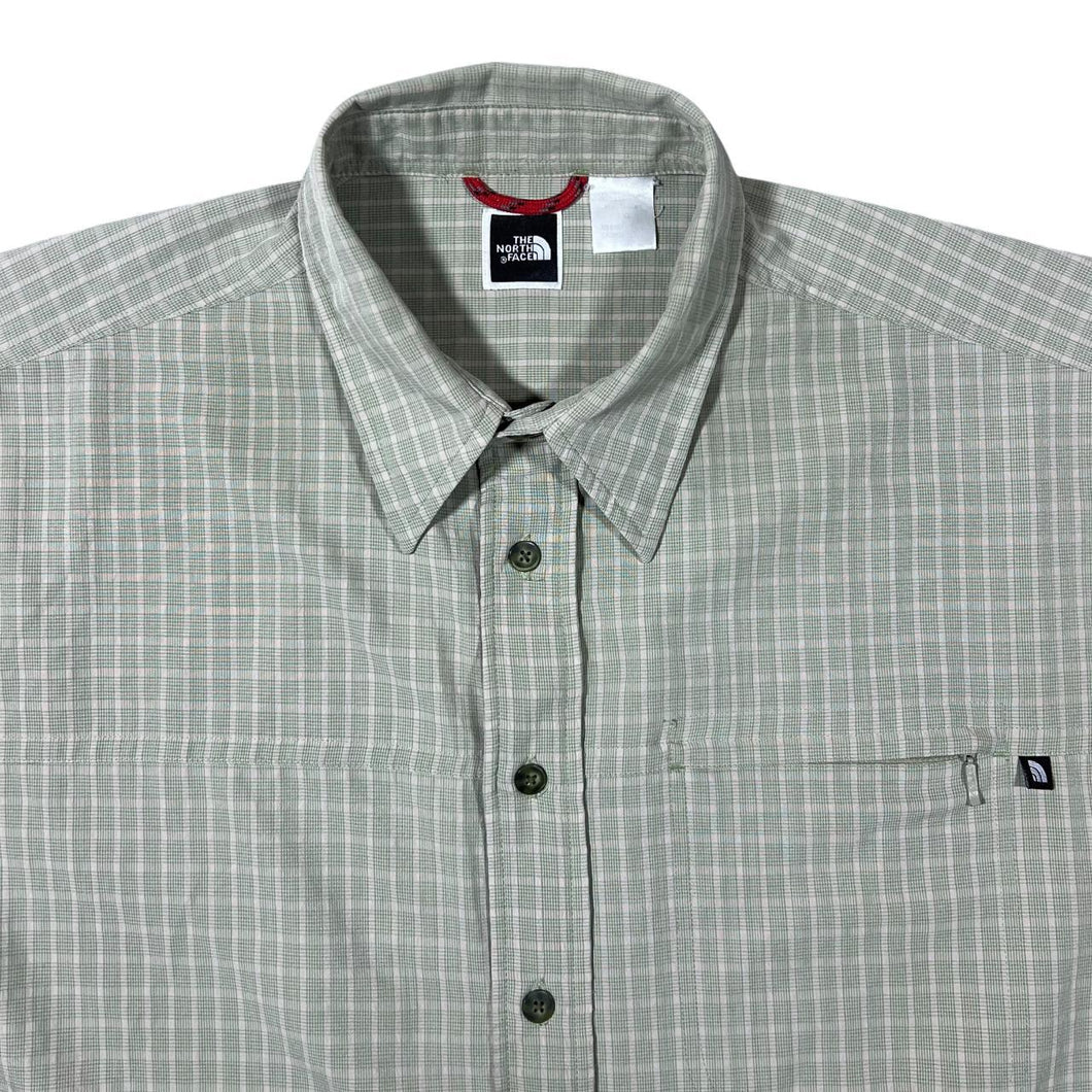 The North Face TNF Pale Green Check Utility Hiking Short Sleeve Shirt