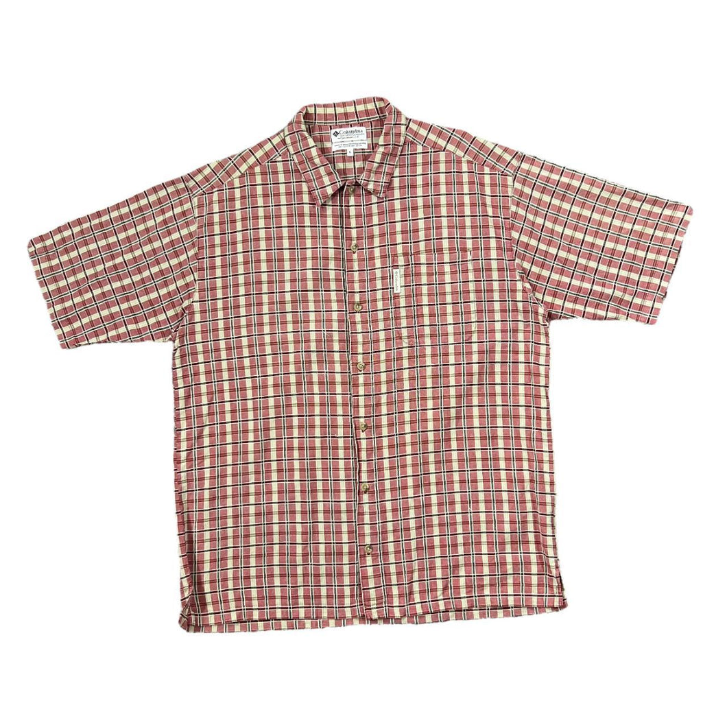 Vintage COLUMBIA SPORTSWEAR Classic Red Plaid Check Short Sleeve Cotton Shirt