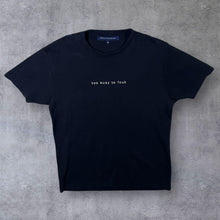 Load image into Gallery viewer, French Connection "Too Busy To FCUK" Graphic Spellout Black Short Sleeve T-Shirt
