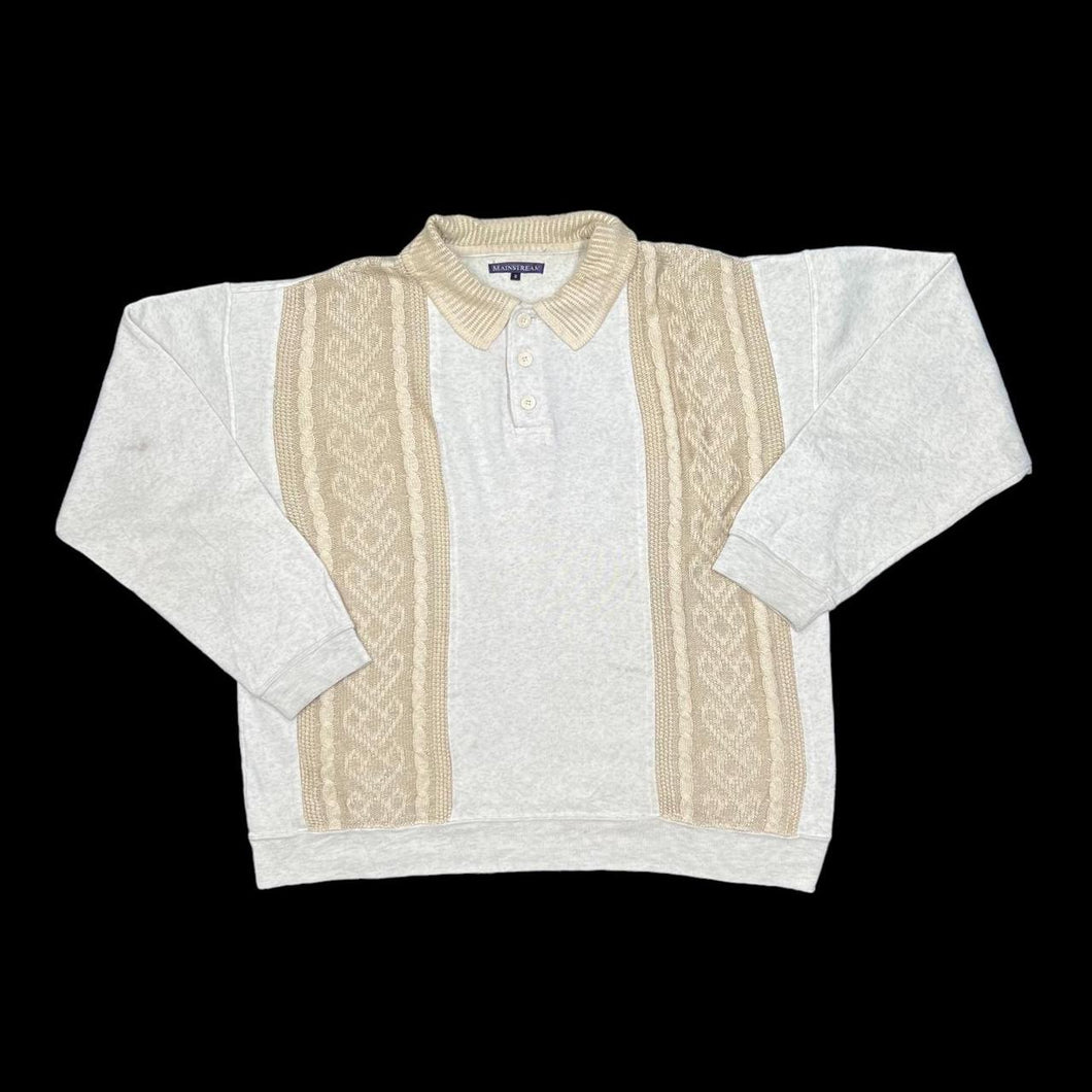 Early 00’s MAINSTREAM Patterned Knit Panel Collared Sweatshirt