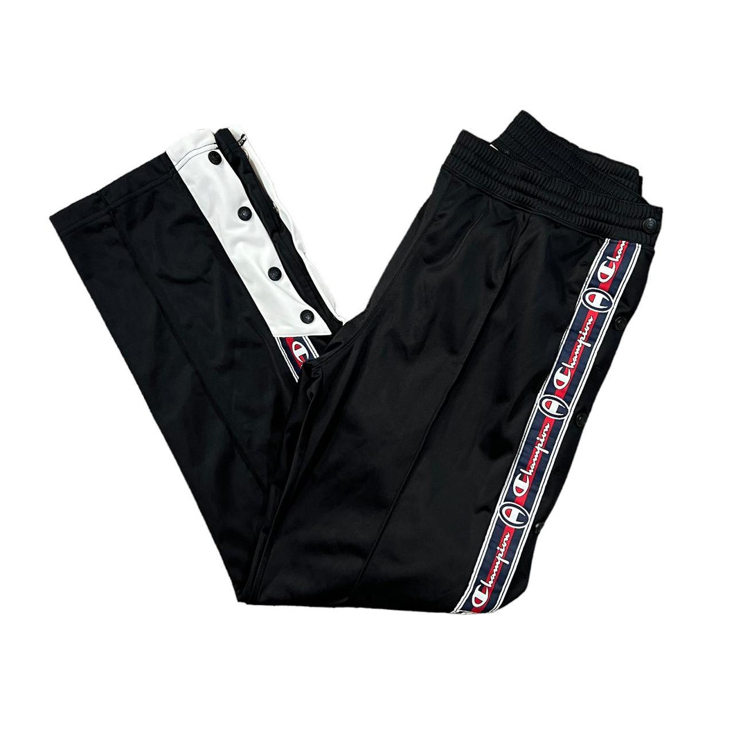 CHAMPION Classic Logo Spellout Tape Sleeve Popper Button Tearaway Tracksuit Pants Bottoms