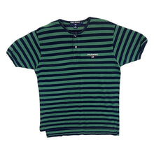 Load image into Gallery viewer, Vintage POLO SPORT Ralph Lauren Navy Green Striped Henley Button T-Shirt
