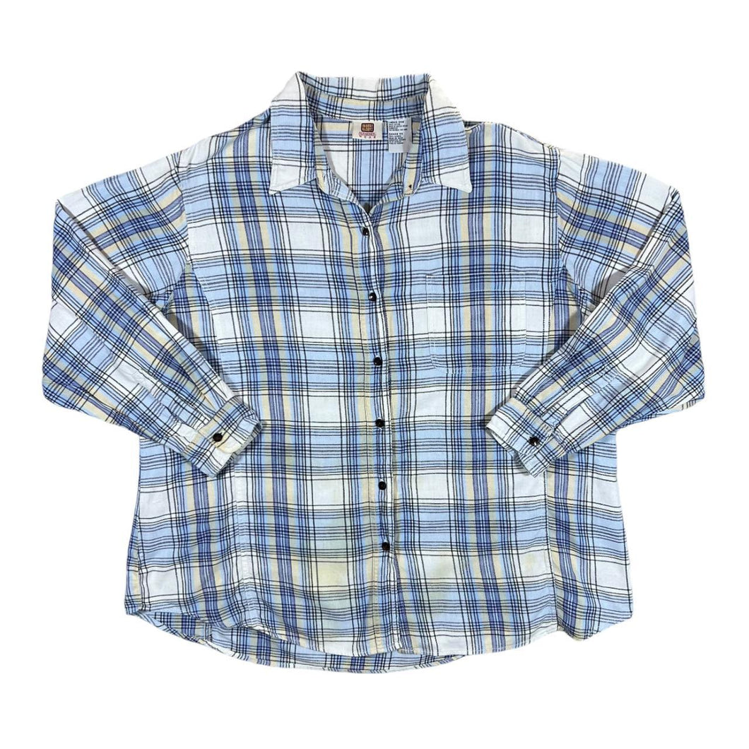 Early 00's FADED GLORY Plaid Check Long Sleeve Cotton Flannel Shirt