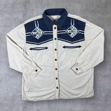 Load image into Gallery viewer, Vintage Casual Wear Aztec Patterned Cowboy Western Cream Cotton Long Sleeve Shirt
