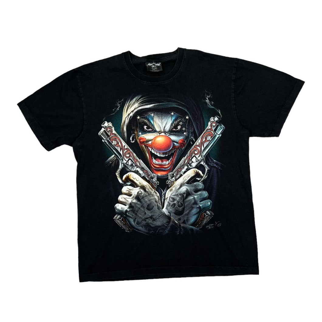 ROCK CHANG Gothic Horror Hooded Killer Clown Graphic T-Shirt