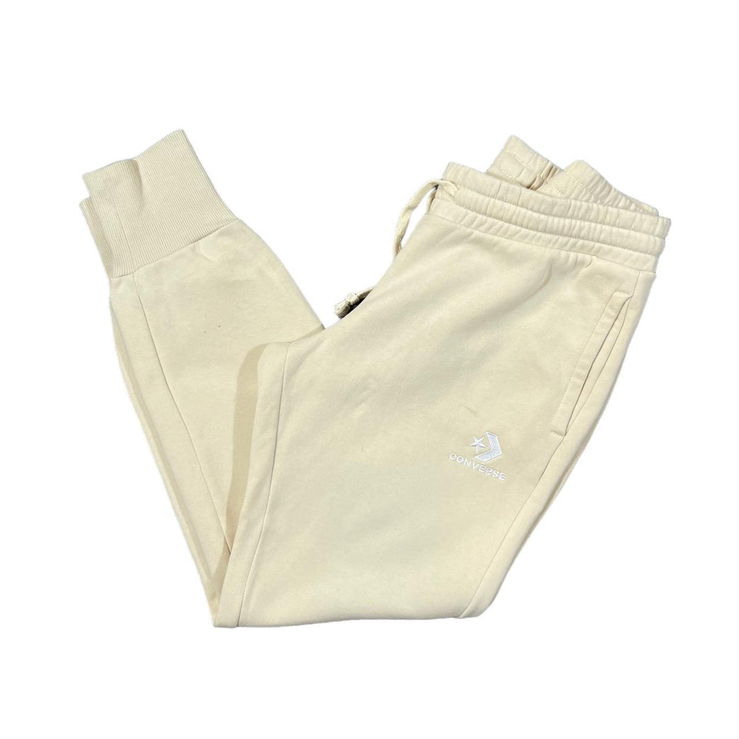 CONVERSE Classic Embroidered Mini Logo Cream Slim Fit Sweatpants Joggers Bottoms