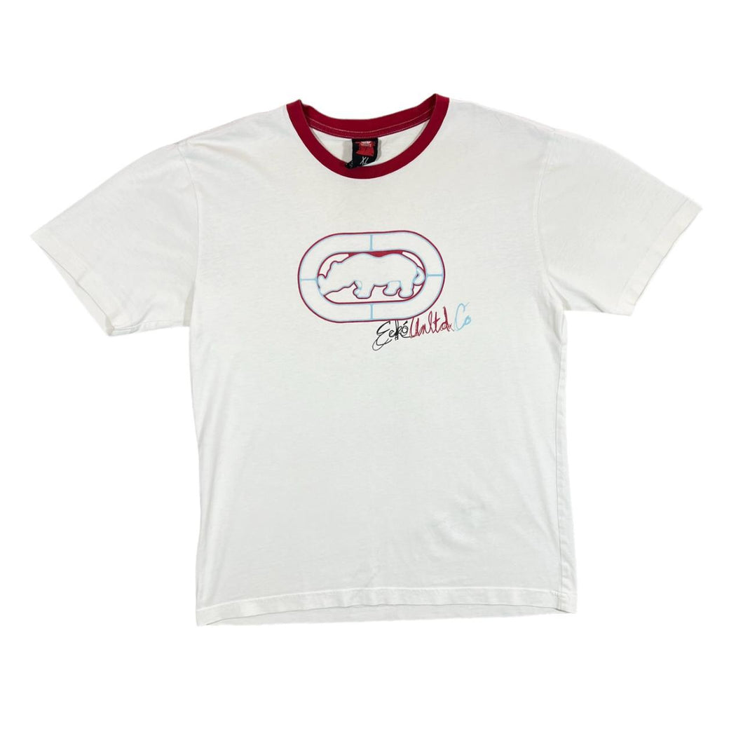 Early 00's ECKO UNLTD. Big Logo Spellout Hip Hop Y2K Graphic Ringer T-Shirt