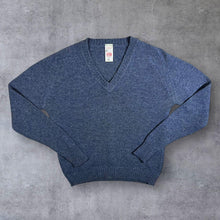 Load image into Gallery viewer, Vintage St Michael Marks &amp; Spencer Shetland Wool V-Neck Blue Knit Sweater Jumper
